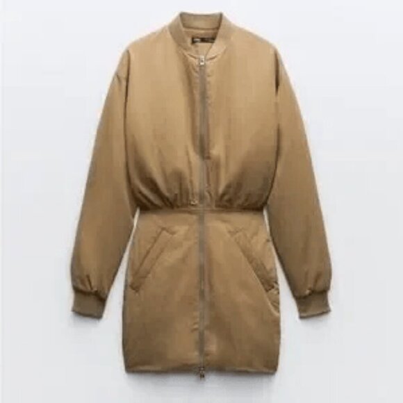 Zara NWT Puffy Bomber Full Zip Mini Dress XS MINIMALIST QUIET FLEX MODERN COUTUR - Picture 1 of 17